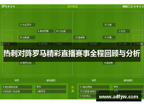 热刺对阵罗马精彩直播赛事全程回顾与分析